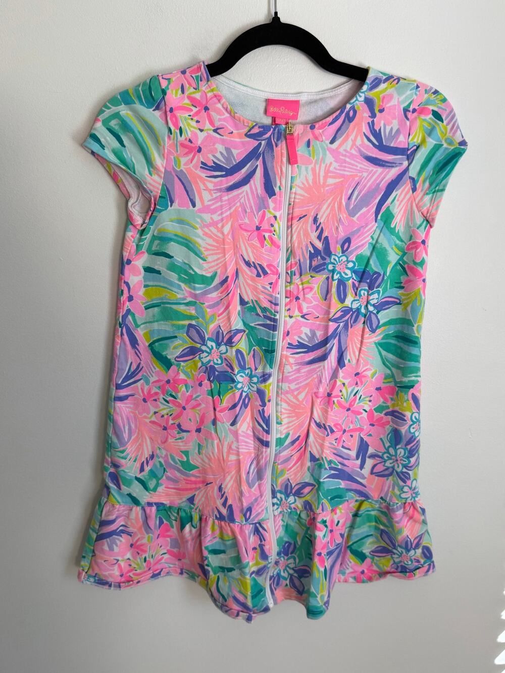 Lilly Pulitzer Floral Zippered Cover up girl's size XL 12/14